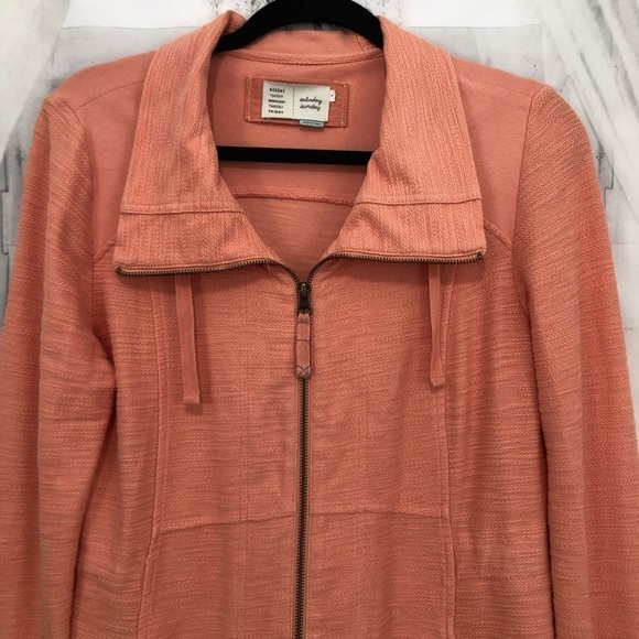 Anthropologie Saturday Sunday Small Quinn Mid Length Jacket Zip Up Orange - Picture 13 of 16